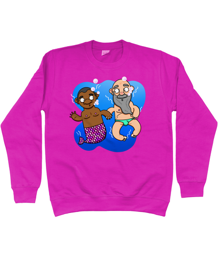 Black gay merman and his boyfriend under the sea on a pink sweatshirt