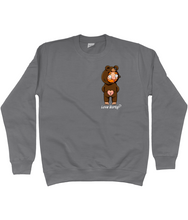 Load image into Gallery viewer, Fun design featuring a cute gay wearing a brown bear onesie with back poppers open showing off his ass
