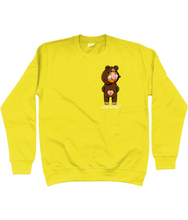 Load image into Gallery viewer, Fun design featuring a cute gay wearing a brown bear onesie with back poppers open showing off his ass
