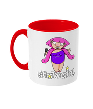 Load image into Gallery viewer, A Drag Queen wearing a pink wig singing into a microphone.
