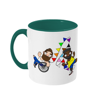 Load image into Gallery viewer, Two disabled gay hunks one in a wheelchair and one an amputee racing whilst celebrating pride.

