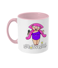 Load image into Gallery viewer, A Drag Queen wearing a pink wig singing into a microphone.
