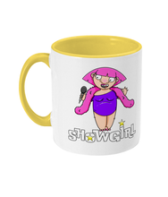 Load image into Gallery viewer, A Drag Queen wearing a pink wig singing into a microphone.
