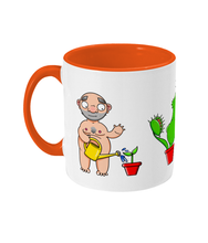 Load image into Gallery viewer, One little naked gay man with a yellow watering can watering a seedling. One little naked gay man with a cactus protecting his modesty and another little gay man being swallowed by a venus fly trap.

