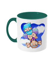 Load image into Gallery viewer, A male fairy with blue hair carrying a bald man by his briefs as they fly through the sky

