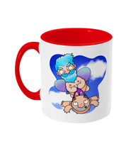 Load image into Gallery viewer, A male fairy with blue hair carrying a bald man by his briefs as they fly through the sky
