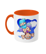 Load image into Gallery viewer, A male fairy with blue hair carrying a bald man by his briefs as they fly through the sky
