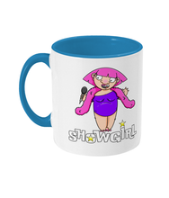 Load image into Gallery viewer, A Drag Queen wearing a pink wig singing into a microphone.
