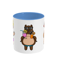 Load image into Gallery viewer, Two gay men in their swimming trunks being served cocktail drinks by a big gay bear on a mug
