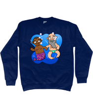 Load image into Gallery viewer, Black gay merman and his boyfriend under the sea on a blue sweatshirt
