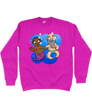 Load image into Gallery viewer, Black gay merman and his boyfriend under the sea on a pink sweatshirt
