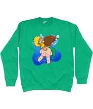 Load image into Gallery viewer, Blond bearded gay merman being rescued underwater design on sweater
