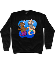 Load image into Gallery viewer, Black gay merman and his boyfriend under the sea on a black sweatshirt
