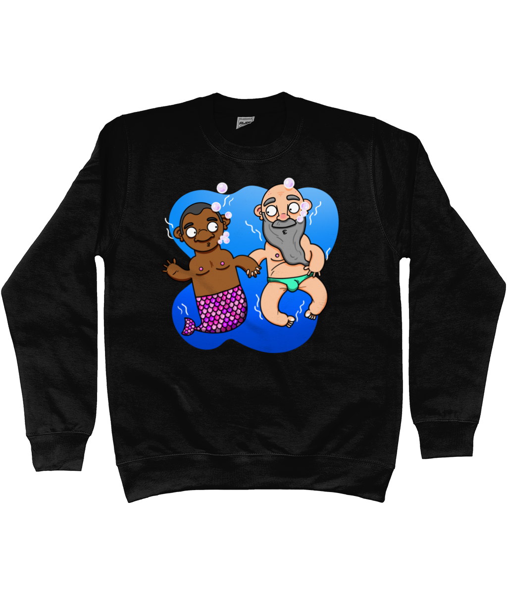 Black gay merman and his boyfriend under the sea on a black sweatshirt