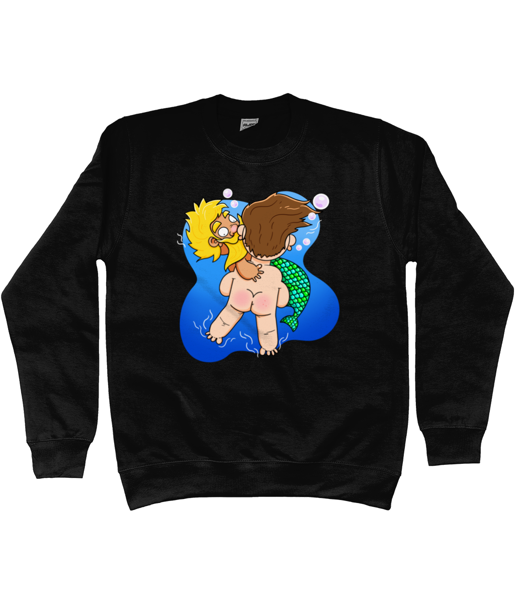 Blond bearded gay merman being rescued underwater design on sweater