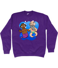 Load image into Gallery viewer, Black gay merman and his boyfriend under the sea on a purple sweatshirt
