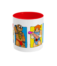 Load image into Gallery viewer, Bananaman, Spotty and Penfold on a mug
