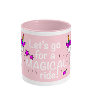 Load image into Gallery viewer, Let&#39;s go on a magical ride on pink and white mug
