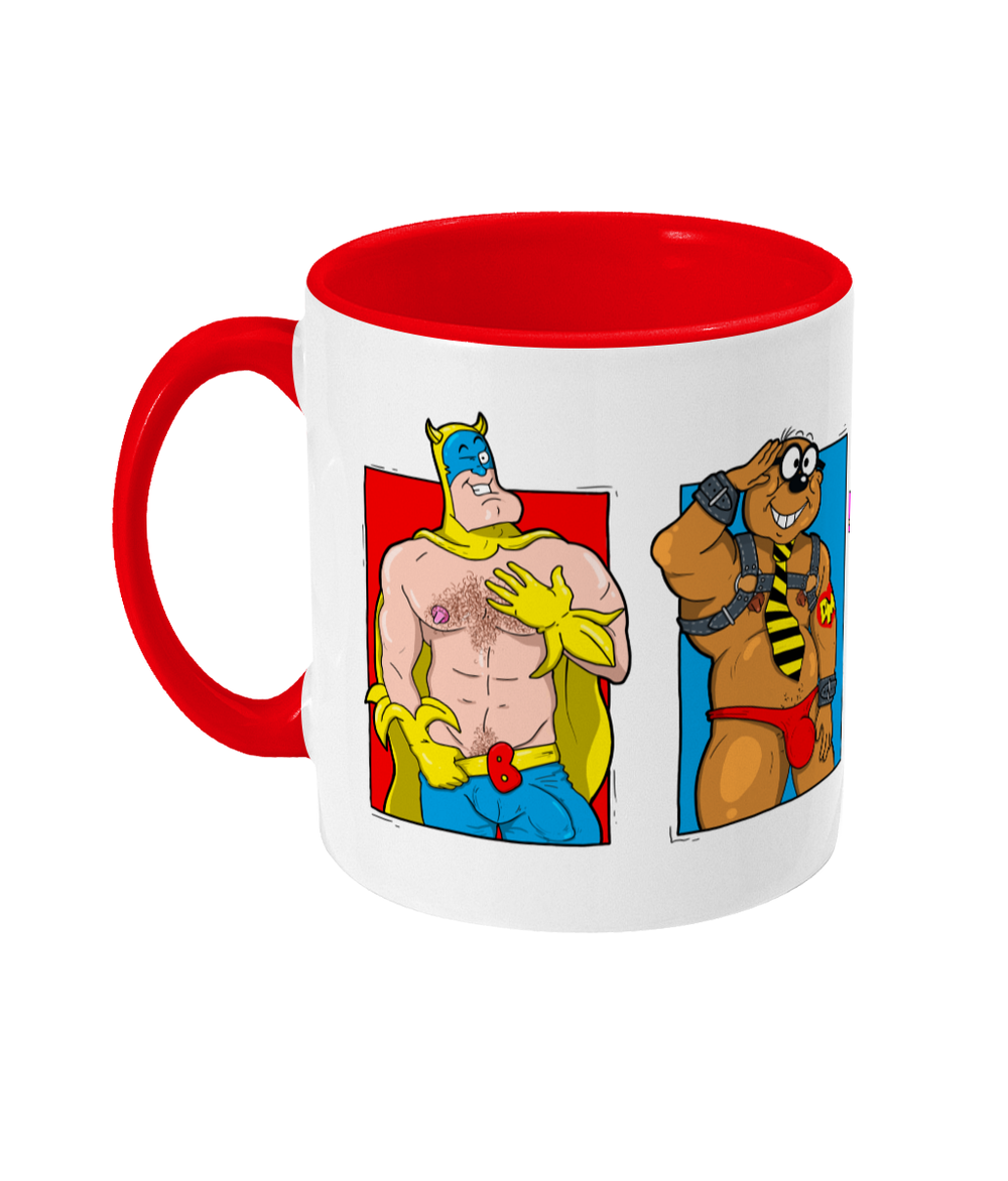 Bananaman, Spotty and Penfold on a mug