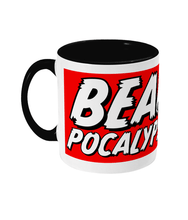 Load image into Gallery viewer, A robot bear next to the word Bearpocalypse! on a mug
