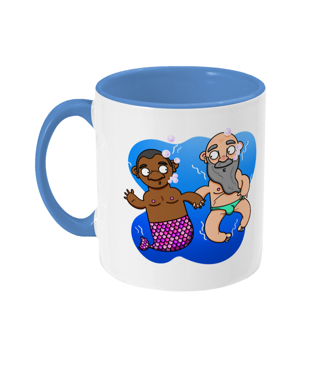 Black gay merman and his boyfriend under the sea on a mug