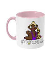 Load image into Gallery viewer, A black Drag Queen wearing a purple leotard with a big bulge performing the splits.
