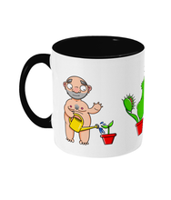 Load image into Gallery viewer, One little naked gay man with a yellow watering can watering a seedling. One little naked gay man with a cactus protecting his modesty and another little gay man being swallowed by a venus fly trap.
