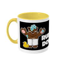 Load image into Gallery viewer, A Brown Bear wearing nothing but a bath towel covered in bubbles with a rubber duck
